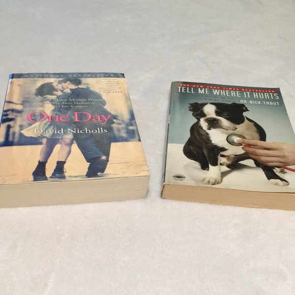 Two paperback books. One Day David Nicholls Tell Me Where It Hurts Dr Nick Trout - Picture 1 of 5